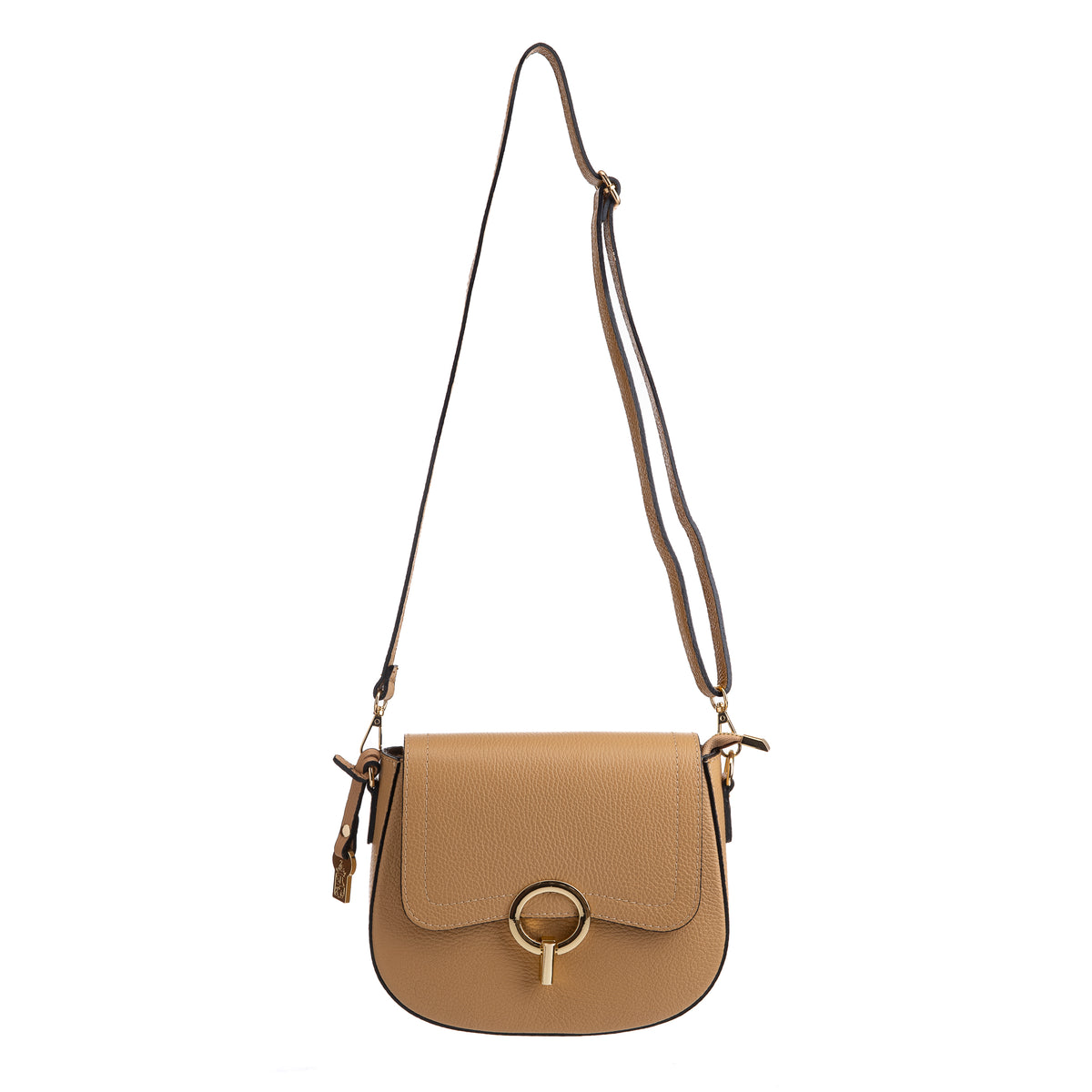 Mindy Camel Leather Flap-Over Shoulder Bag – Franchetti Bond 