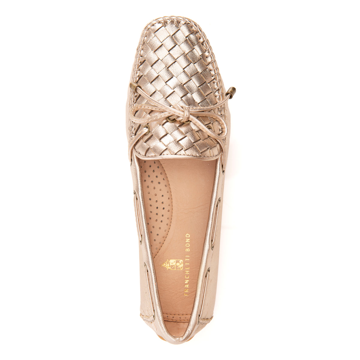 Evie Gold Woven Driving Shoe – Franchetti Bond