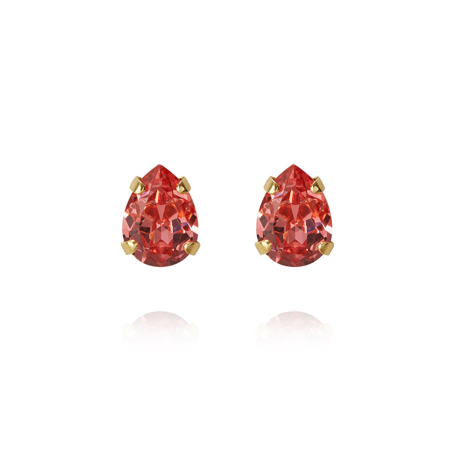 Petite Drop Earrings In Gold With Rose Peach Crystal
