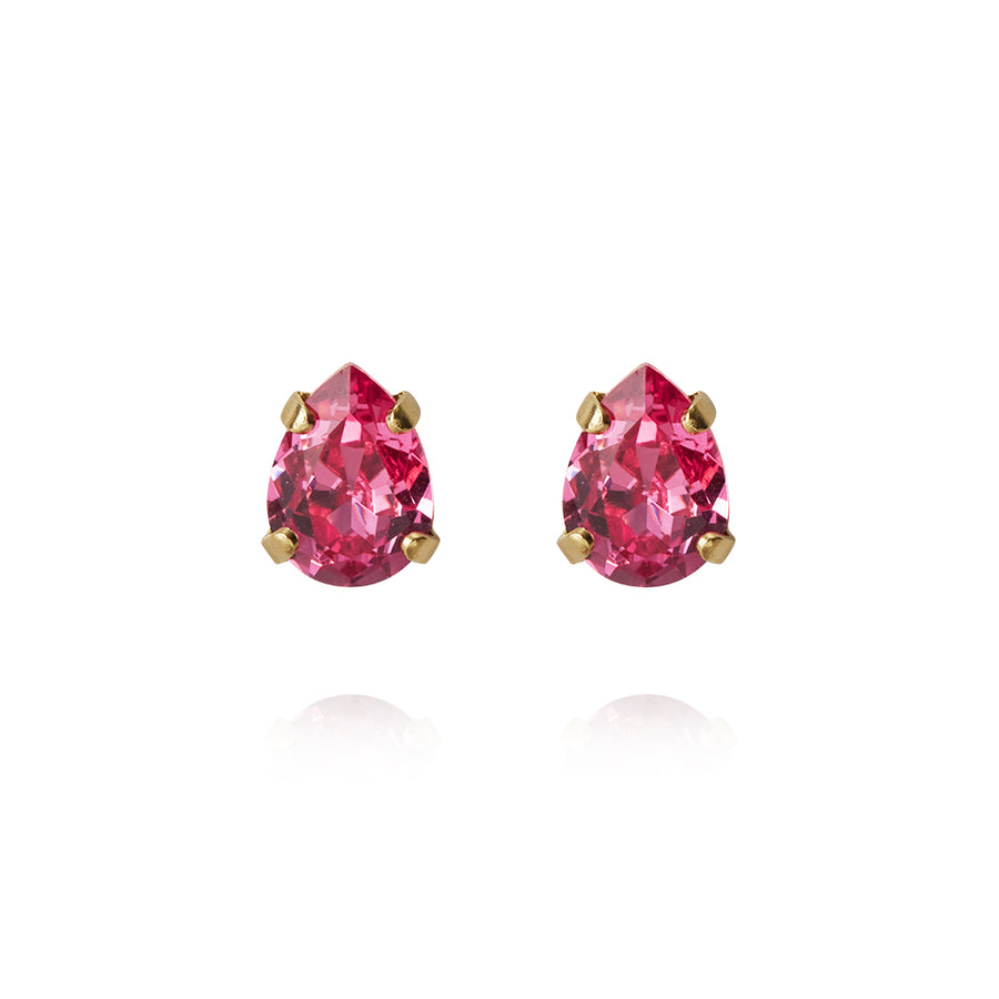 Petite Drop Earrings In Gold With Rose Colour Crystal