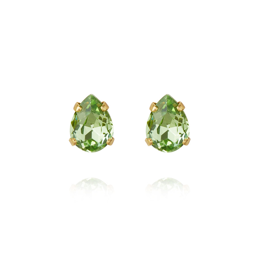 Petite Drop Earrings In Gold With Peridot Colour Crystal