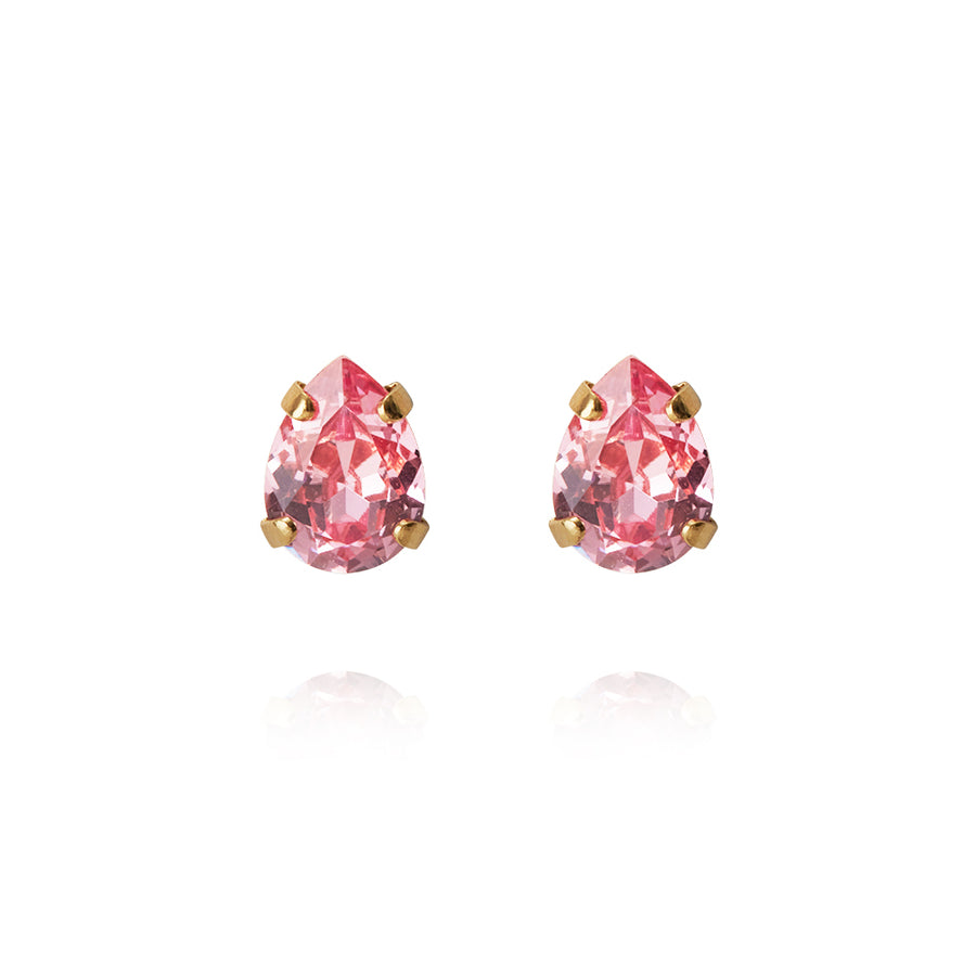 Petite Drop Earrings In Gold With Light Rose Colour Crystal