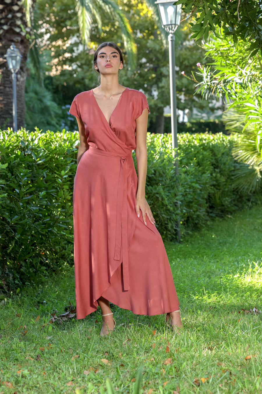 Moda Terracotta Wrap Dress
