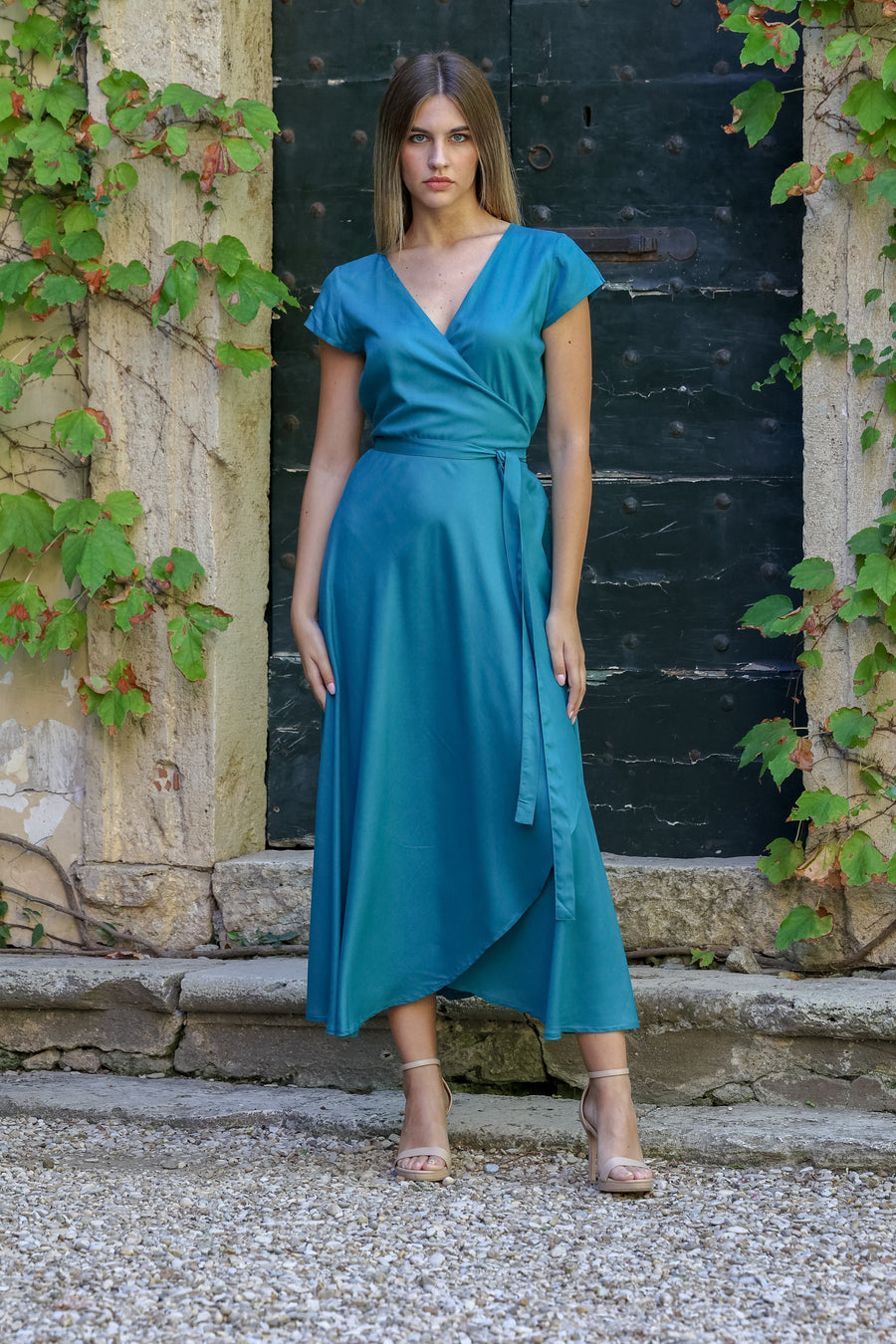 Moda Teal Wrap Dress