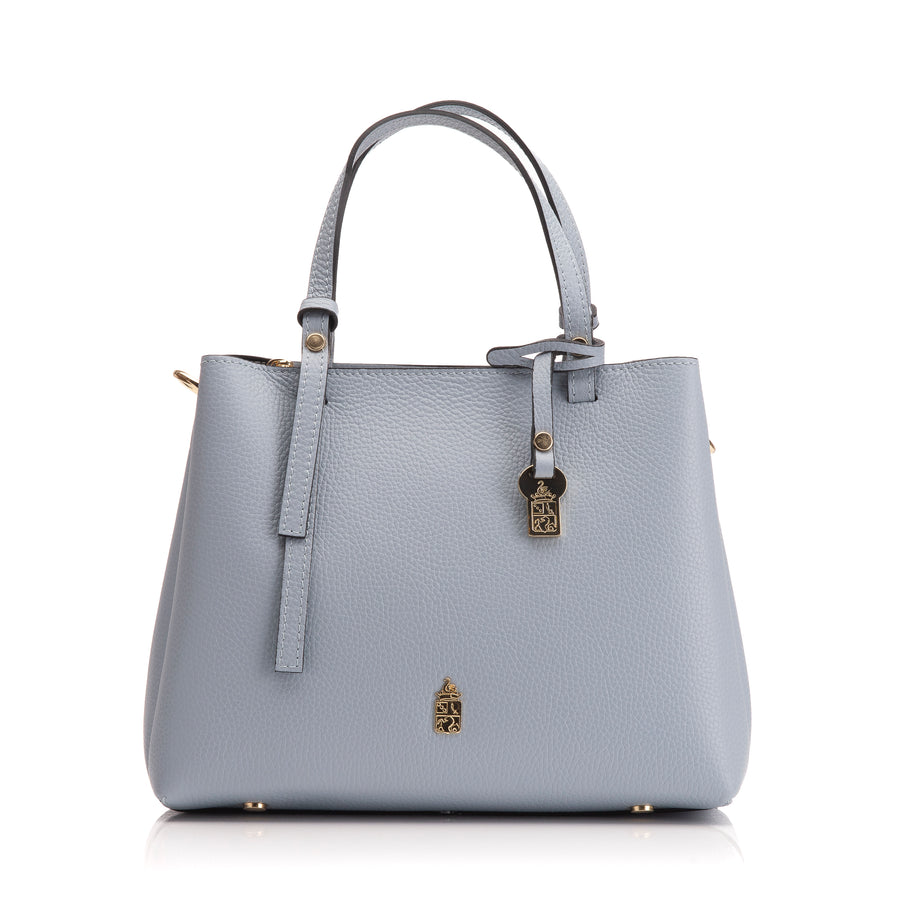 Clara Light Blue Leather Tote Bag