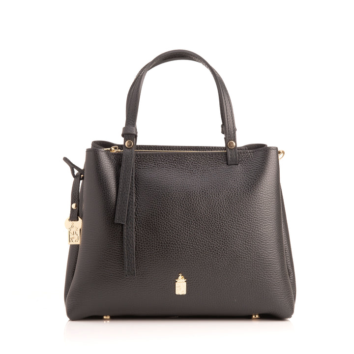 Clara Black Leather Tote Bag