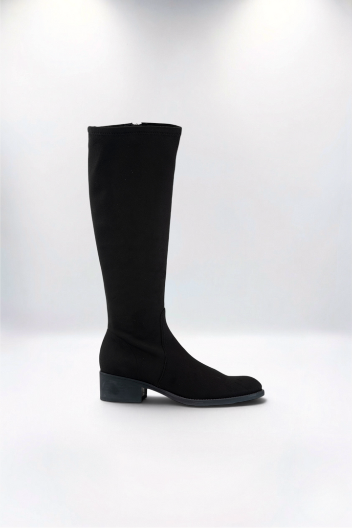 Trevi Midnight Black Suedette Knee Boot