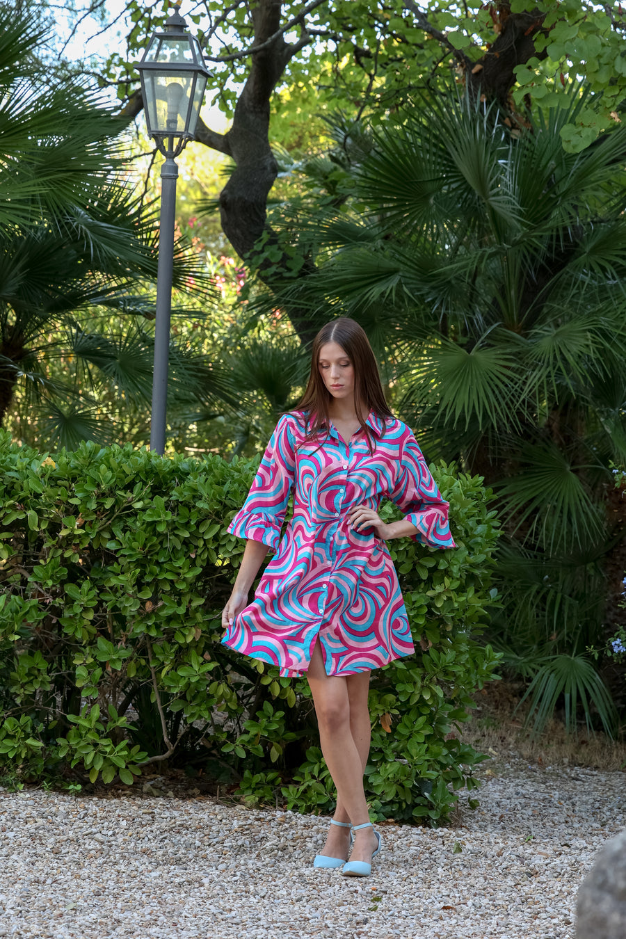 Moda Fuchsia Swirl Print Beach Tunic