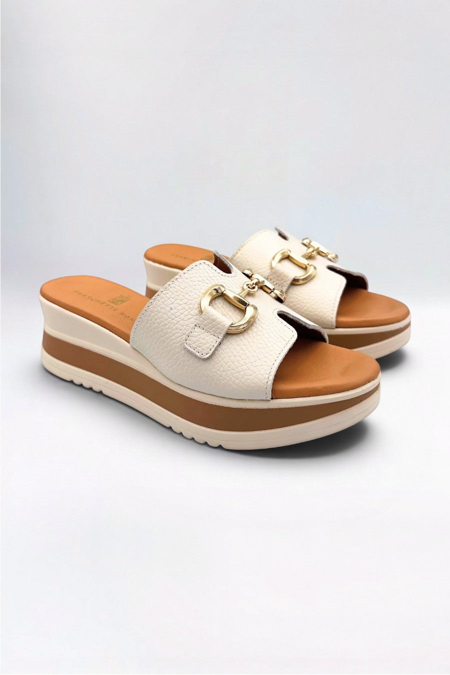 Dasha Wedge Slider Soft Cream Leather