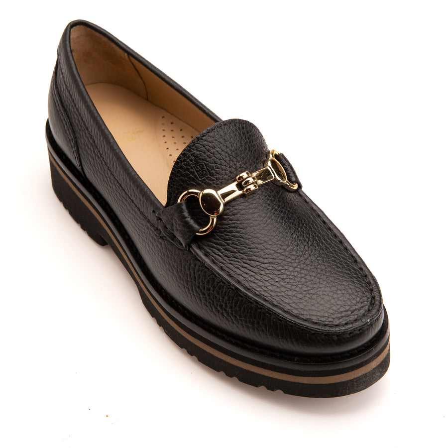 Ella Black Chunky Sole Loafer