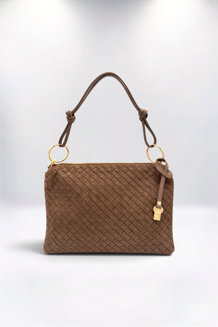 Annie Winter Taupe Woven Shoulder Bag