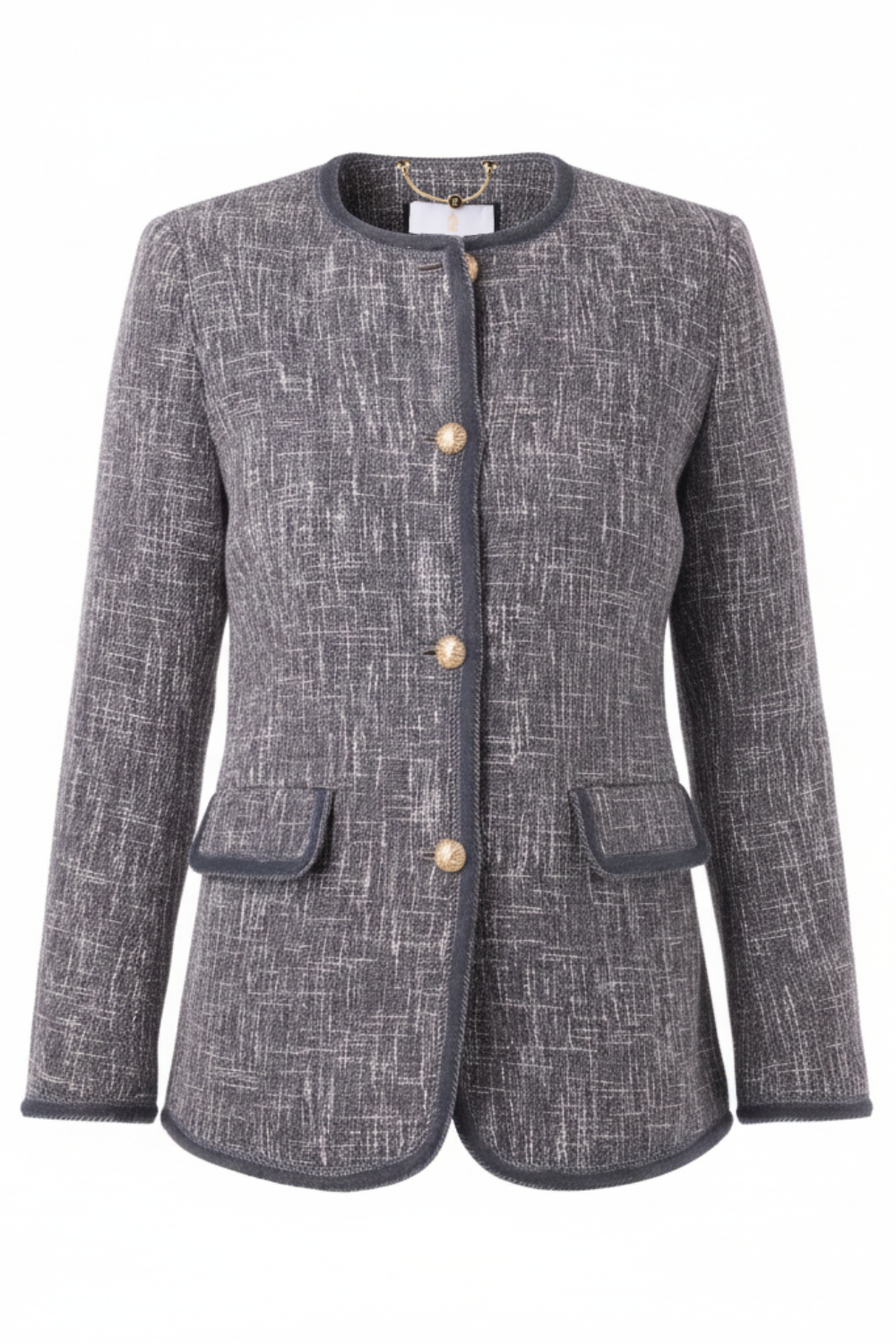 Mirabella Navy Weave Long-Line Jacket