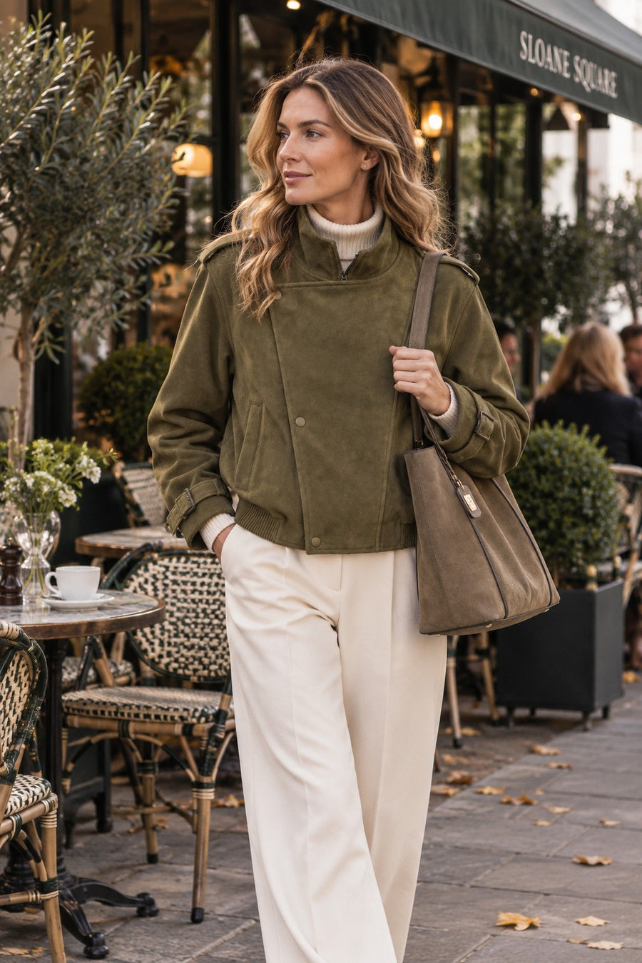 Julia Olive Suedette Cross Over Jacket