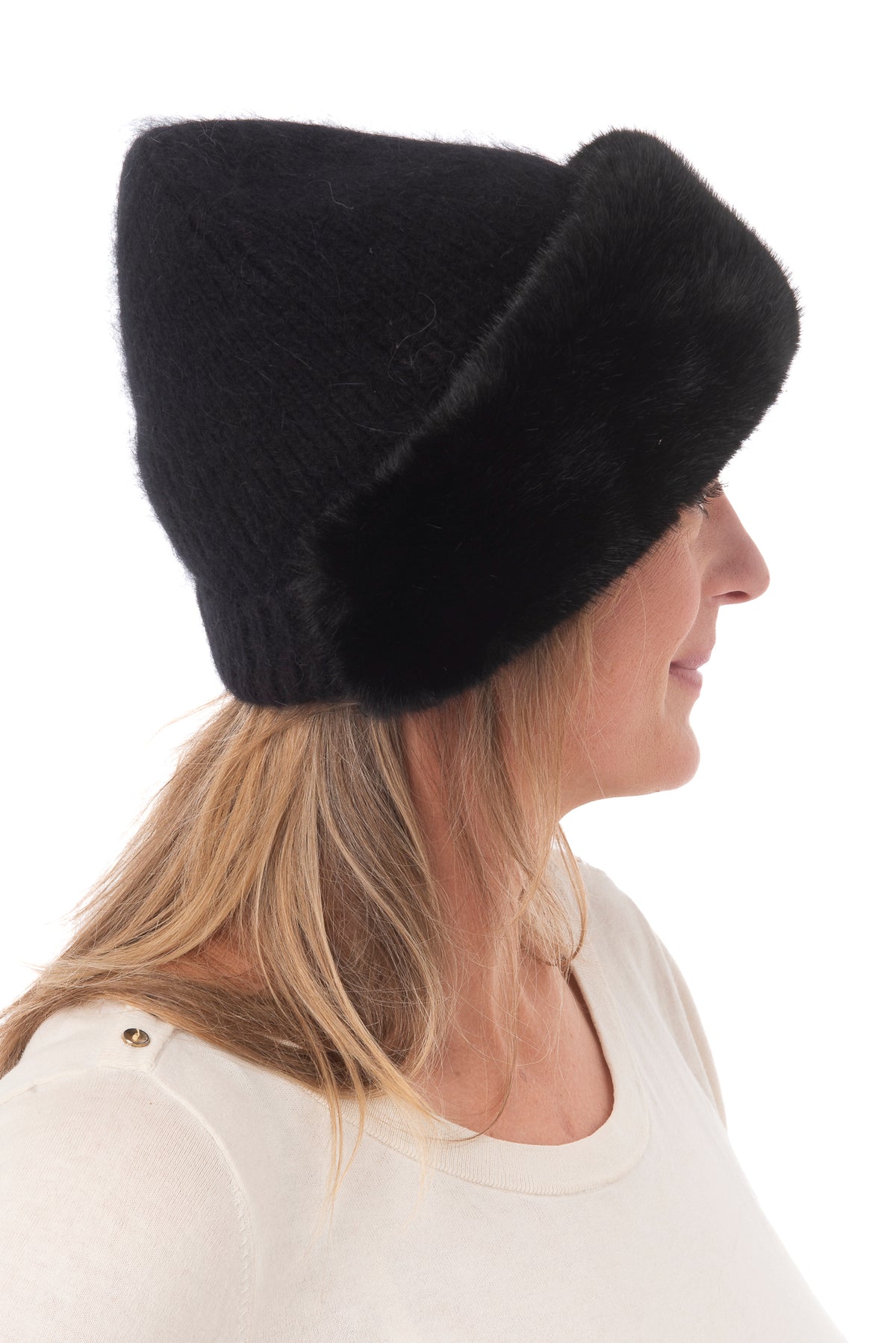Clementina Black Faux Fur Beanie