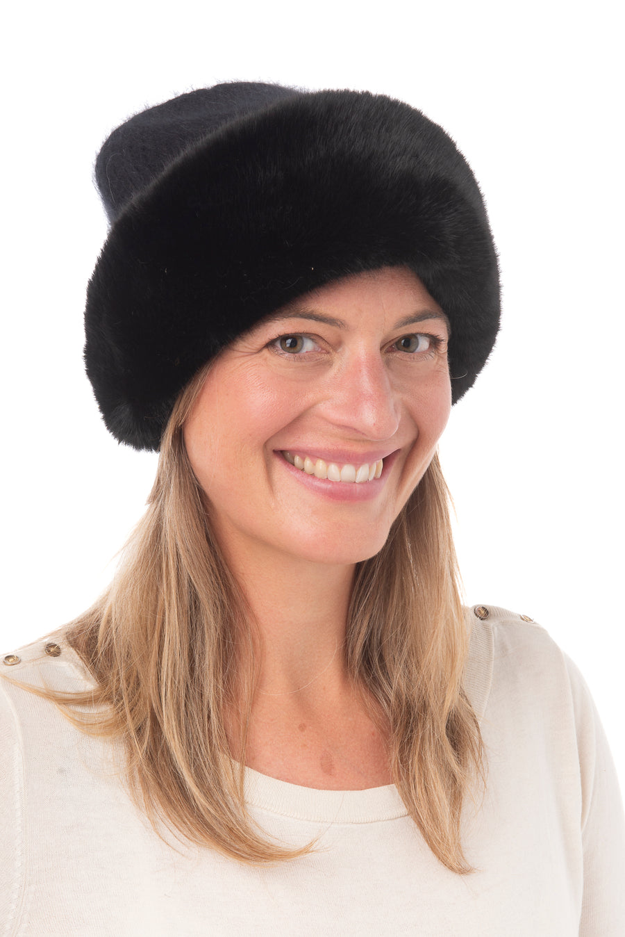 Clementina Black Faux Fur Beanie