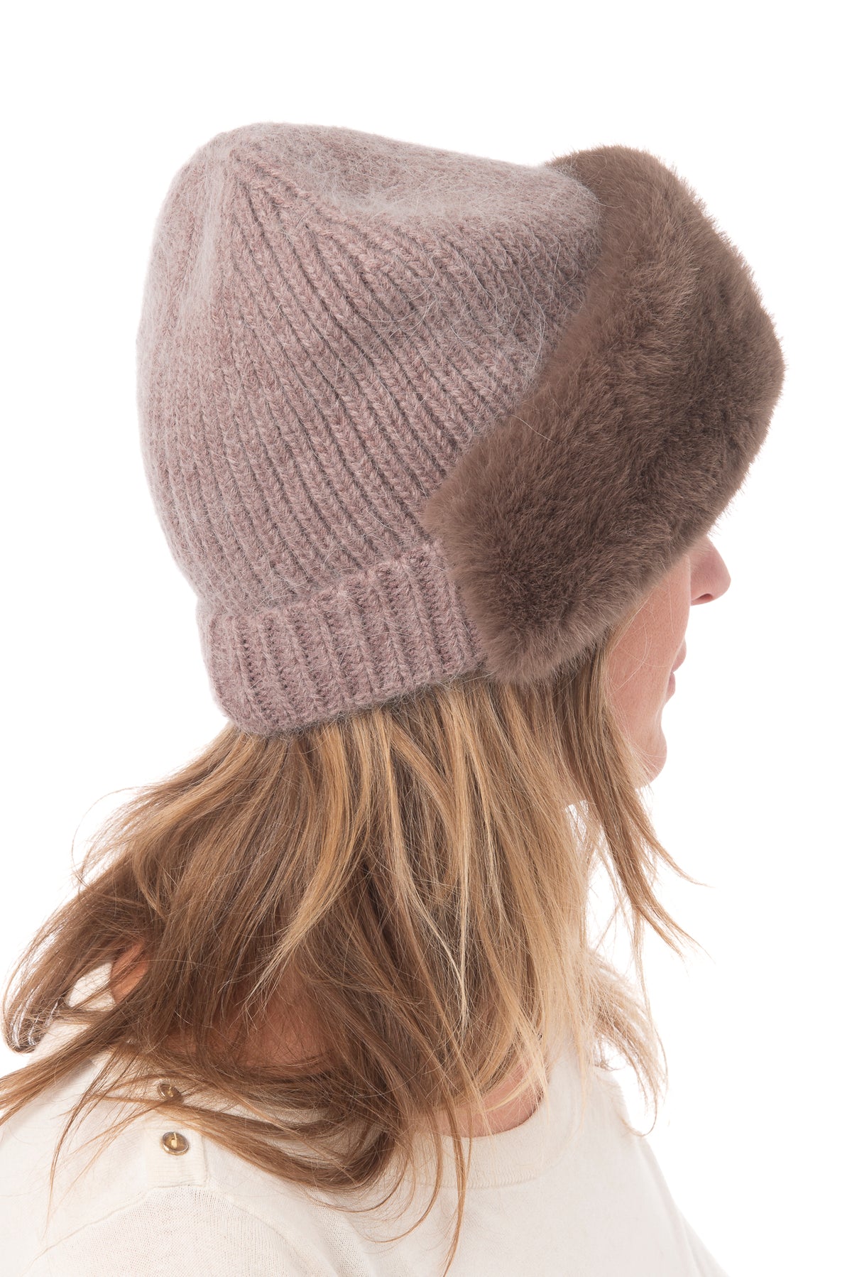 Clementina Mocha Faux Fur Beanie