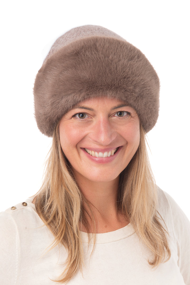 Clementina Mocha Faux Fur Beanie