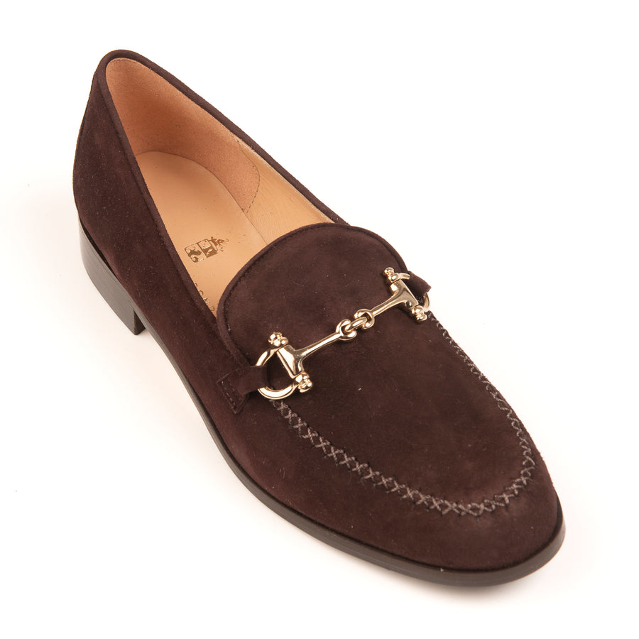 Holly Chocolate Brown Suede Snaffle Loafer