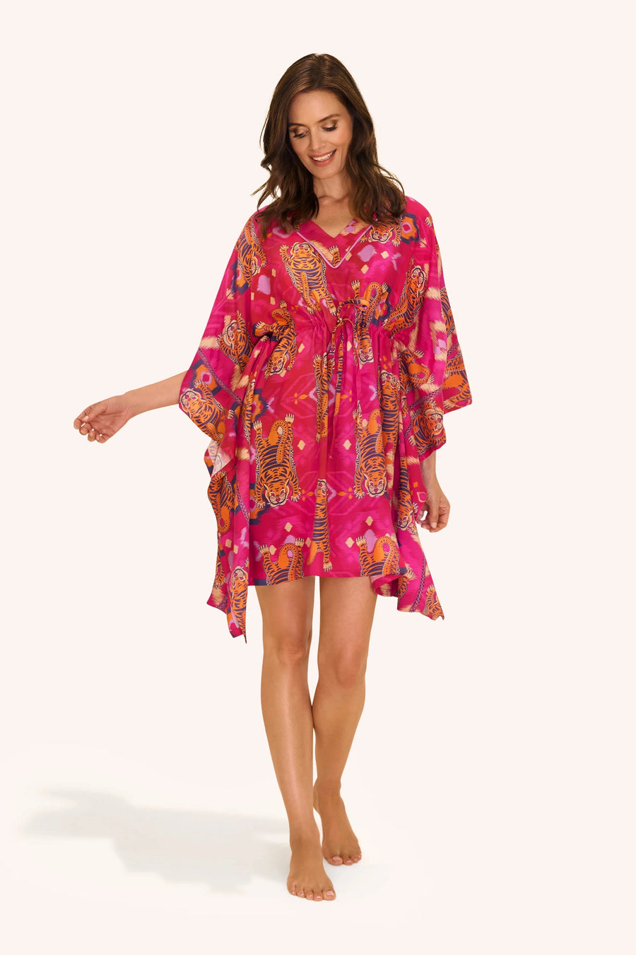 Beach Cover Up In Ikat Tiger