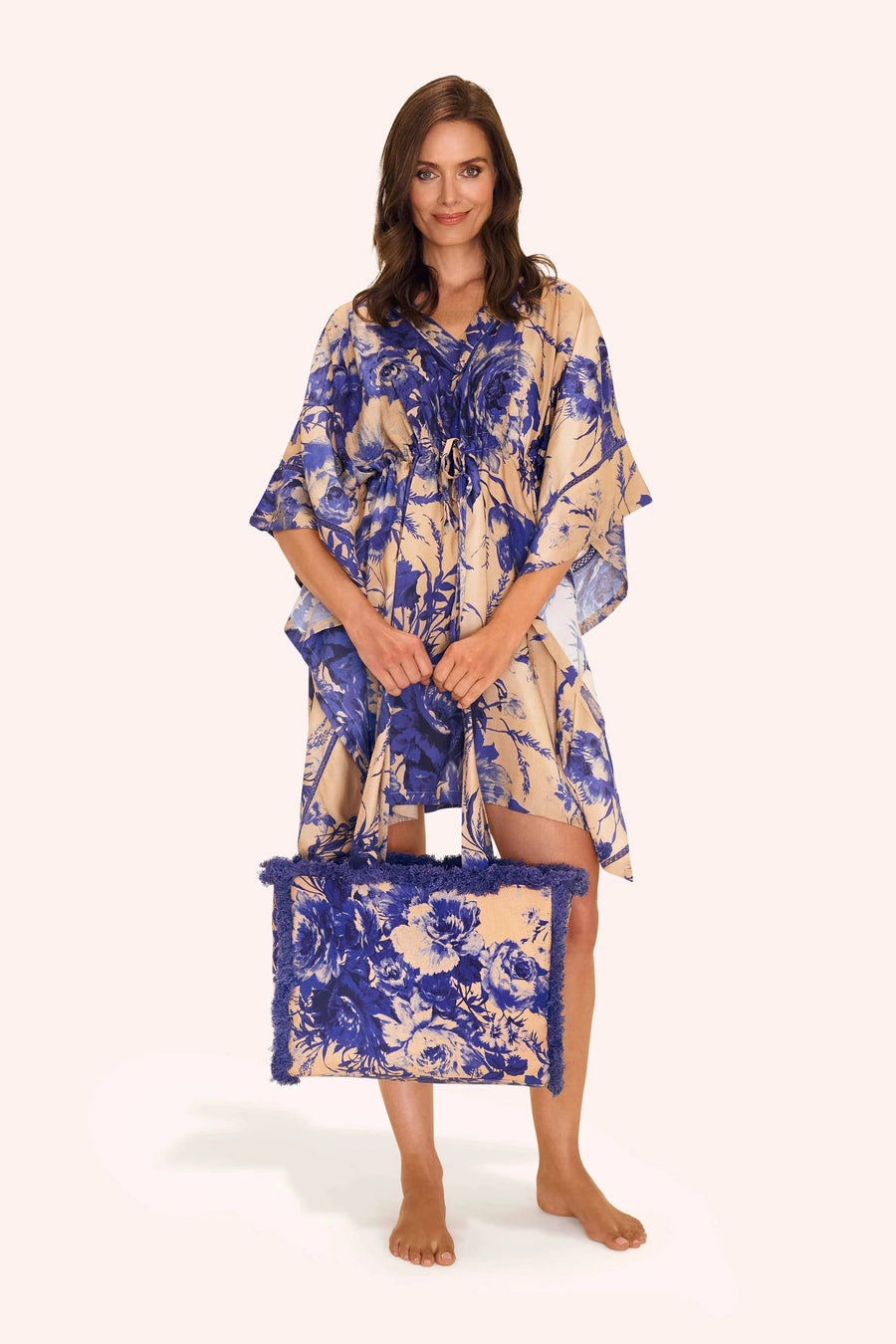 Beach Cover Up In Blue China Bloom