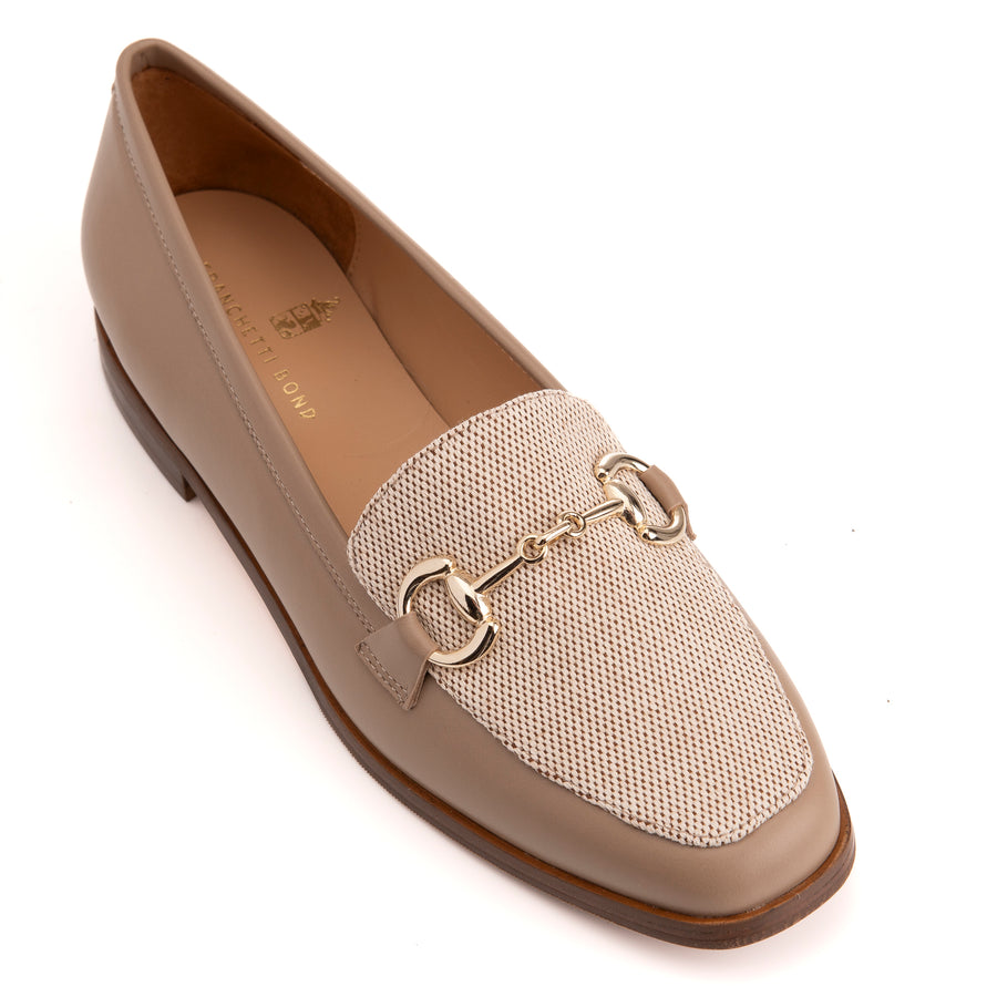Roma Taupe and Canvas Top Snaffle Loafer