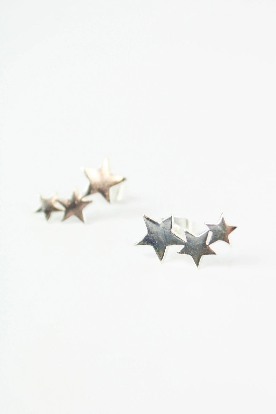 Silver Star Climber Earrings