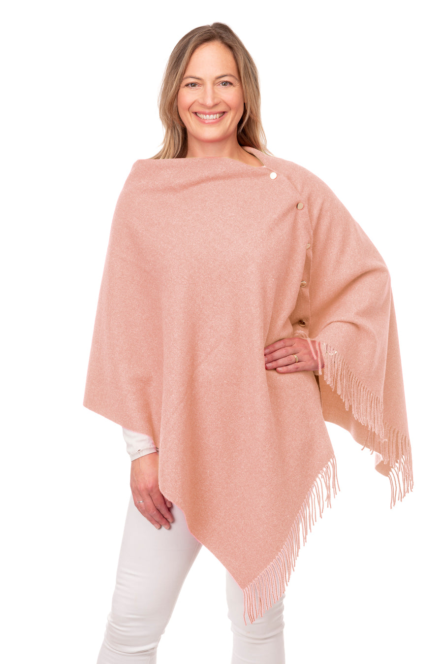Gisella Pale Pink Button Poncho