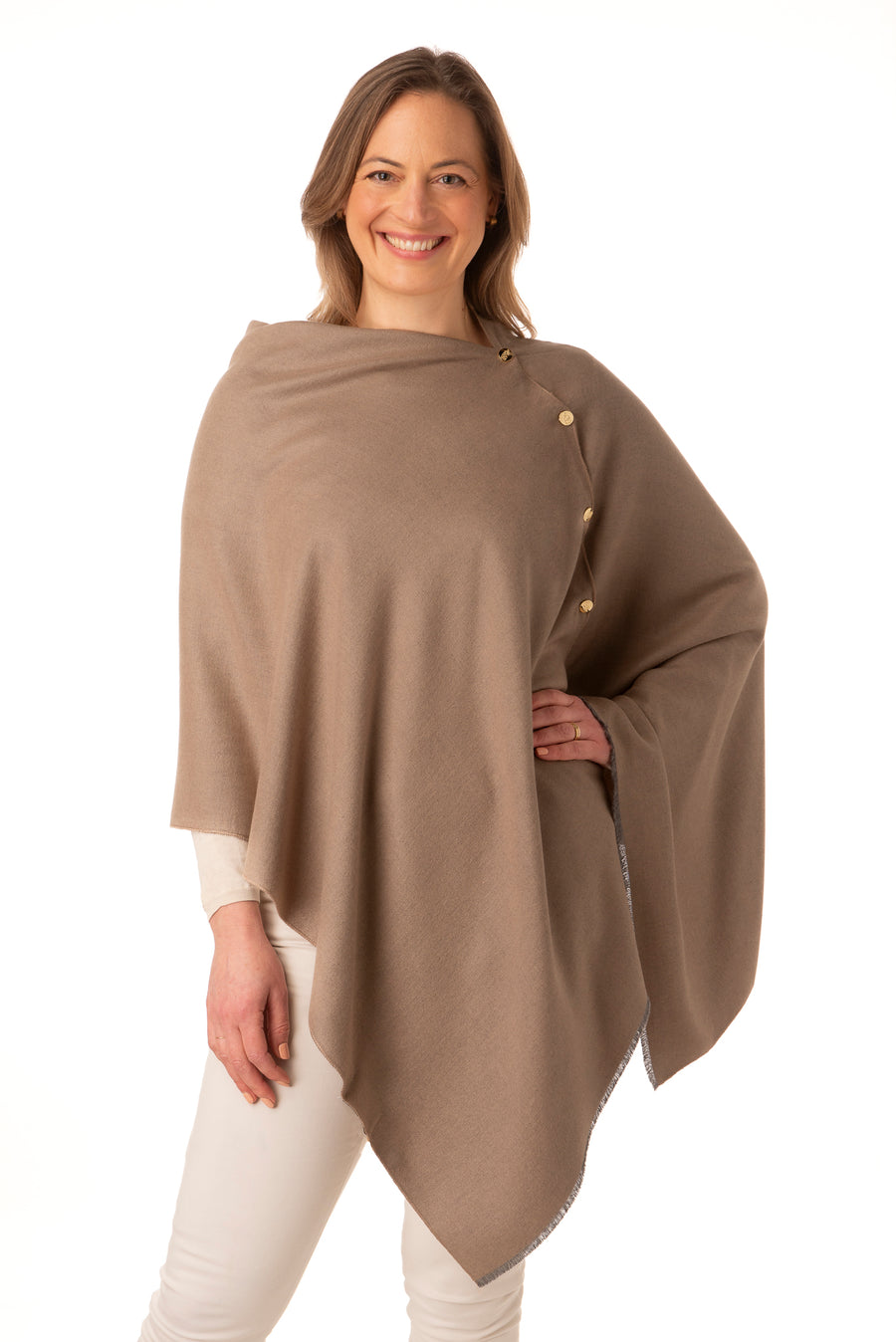 Gisellina Dark Mocha Franchetti Bond Button Poncho