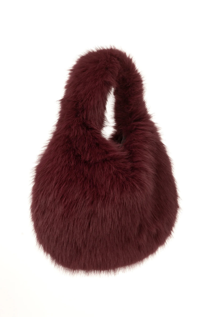 Lucette Burgundy Faux Fur Slouch Bag
