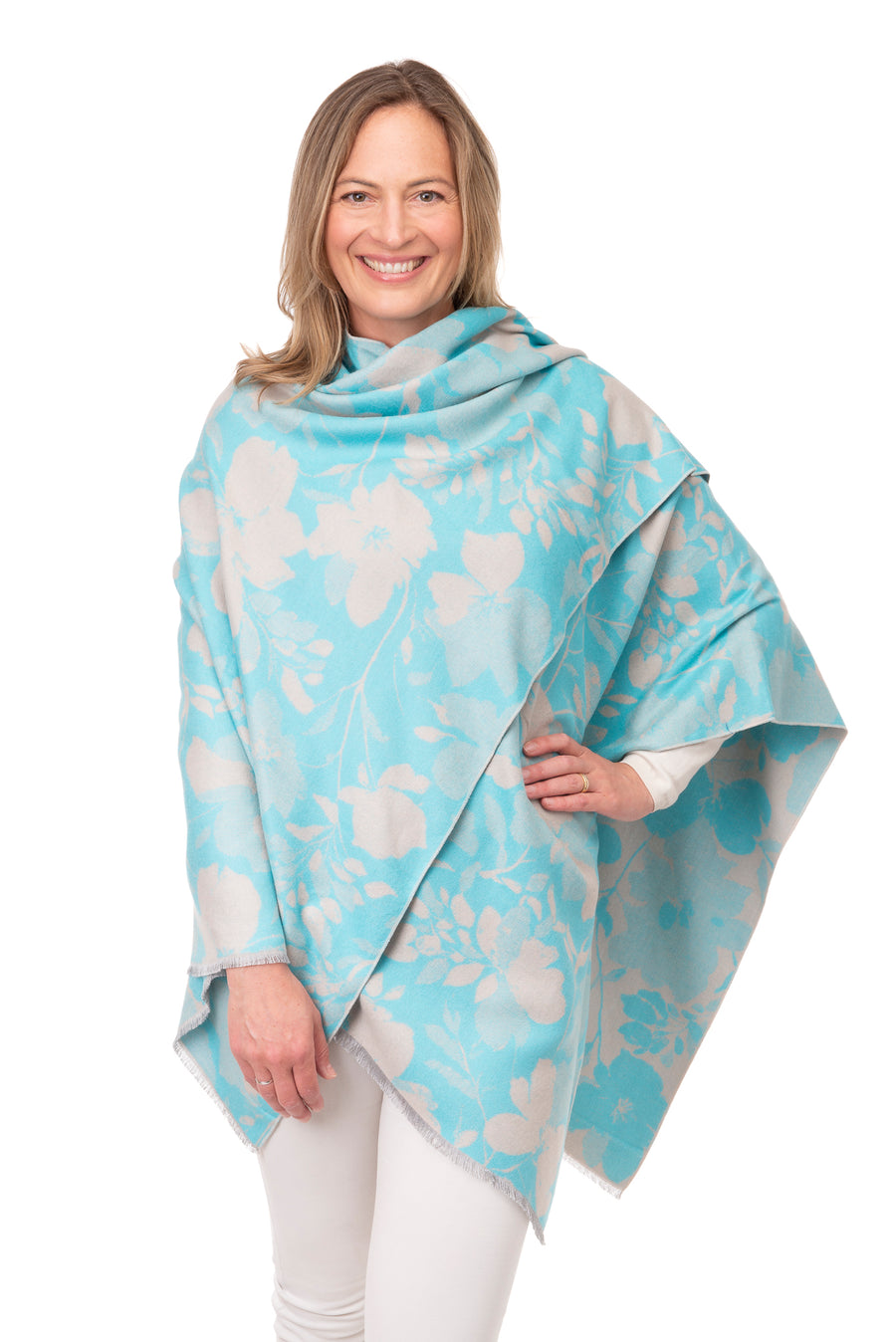Susanna Turquoise Floral Print Wrap