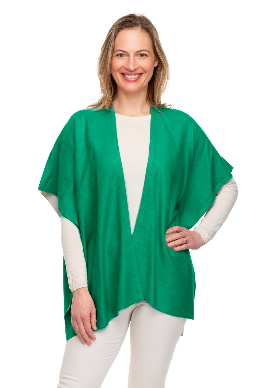 Lidia Two Colour Emerald Green & Beige Jacket