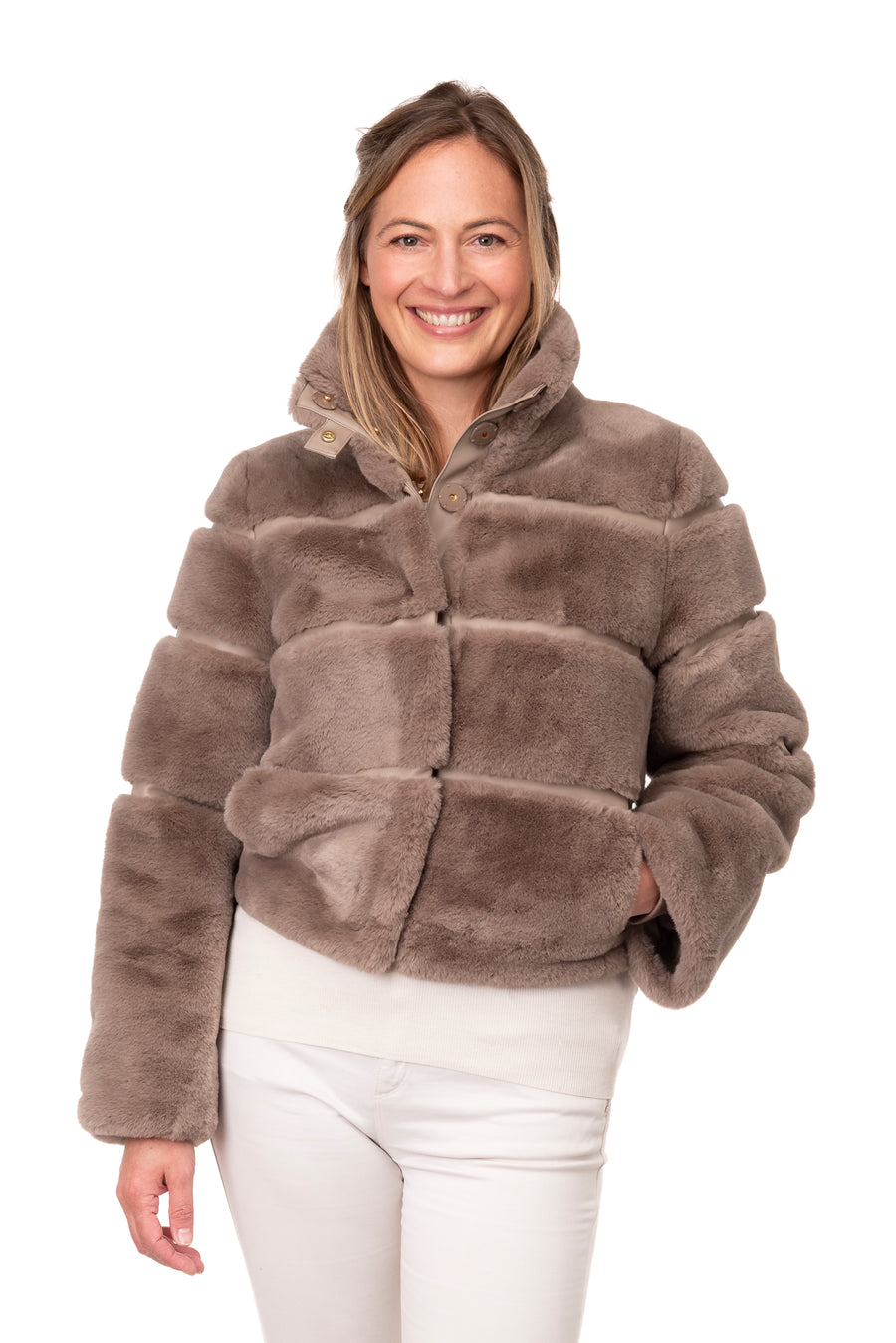Zanara Warm Mocha Faux Fur Bomber Jacket