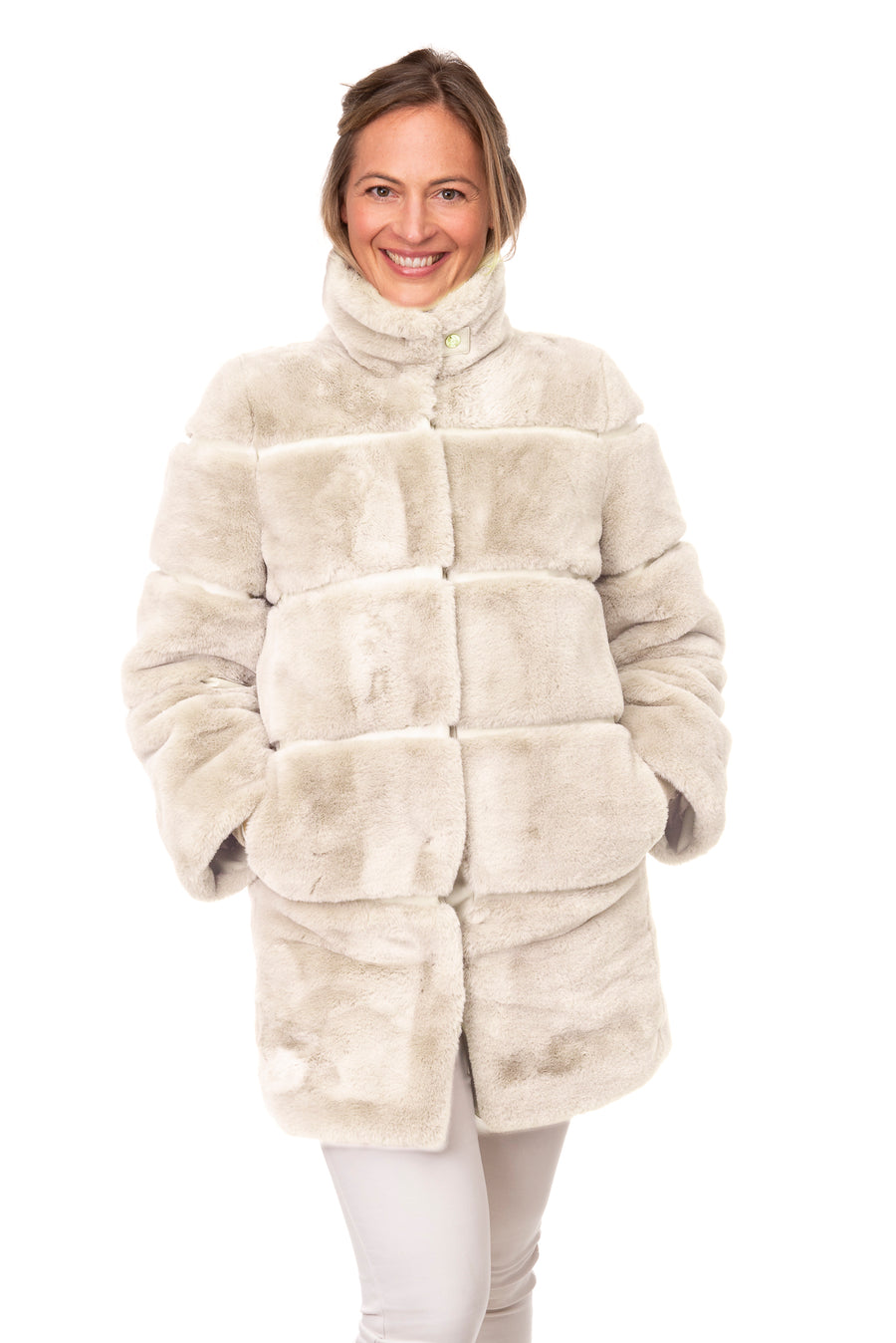 Ombretta Soft Beige Faux Fur Coat