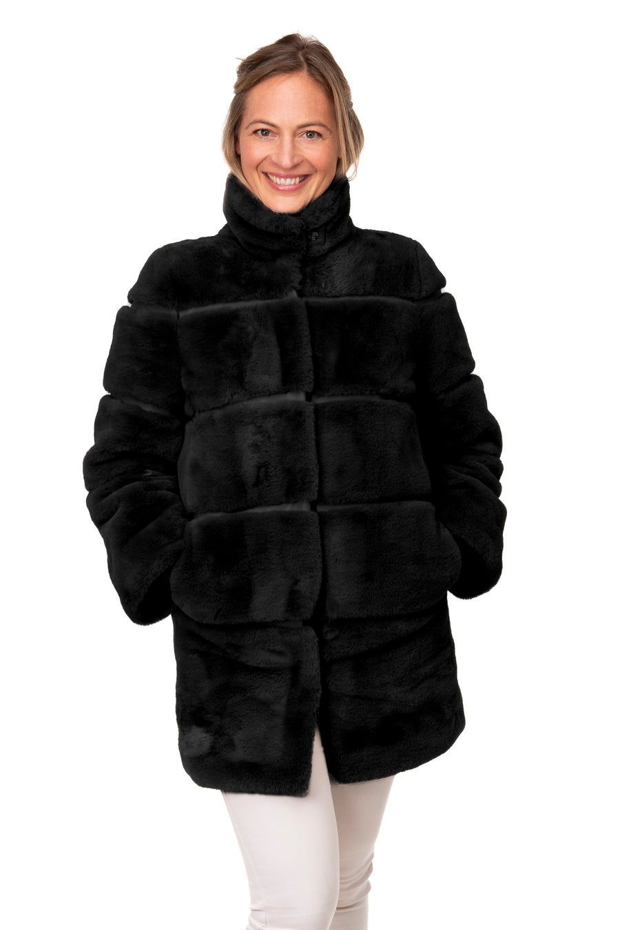 Ombretta Black Faux Fur Coat