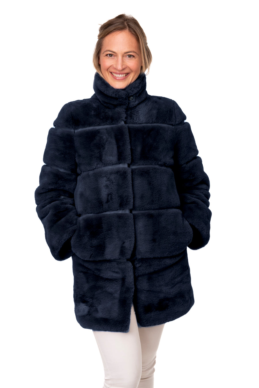 Ombretta Navy Faux Fur Coat