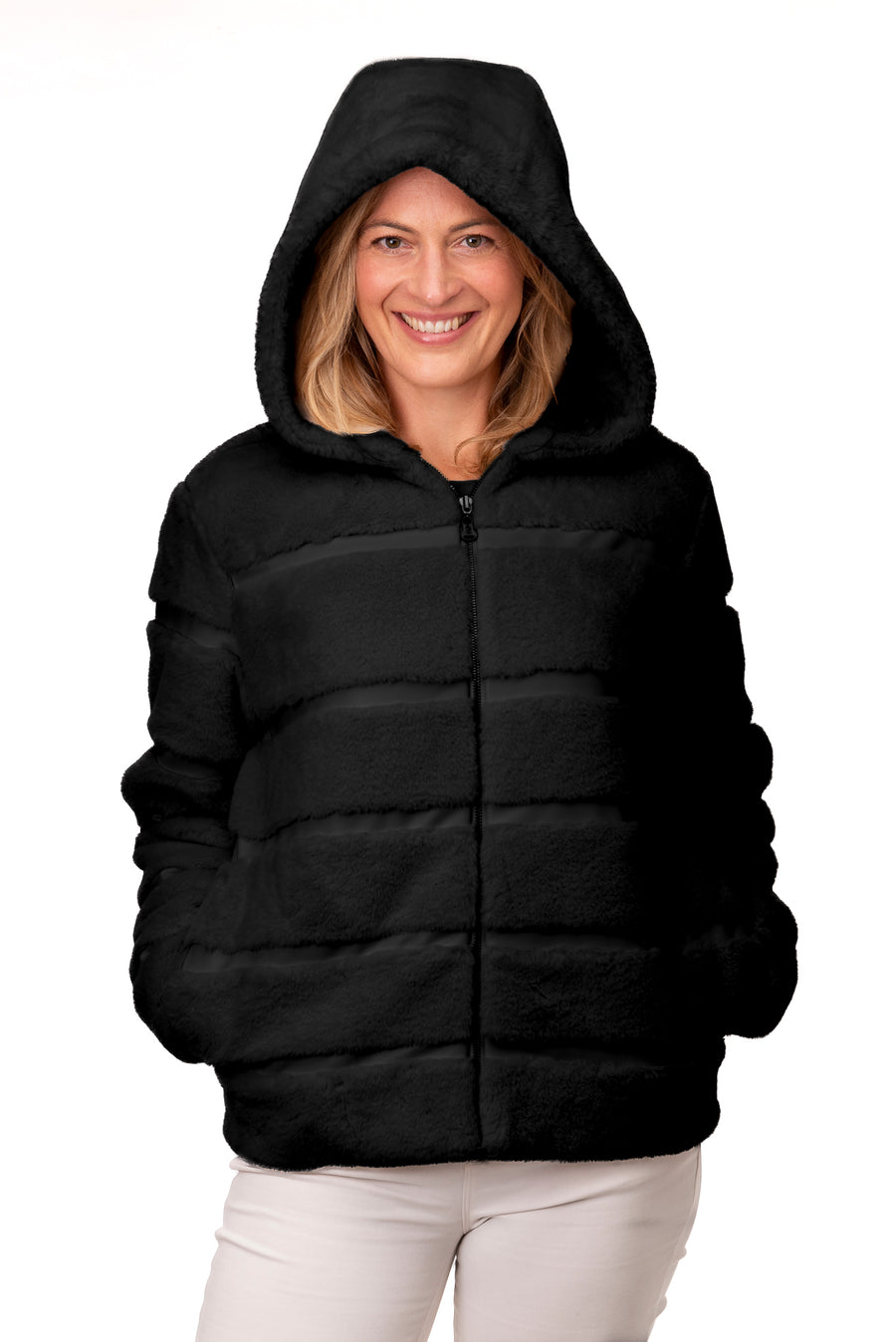 Viviana Black Faux Fur Hooded Jacket