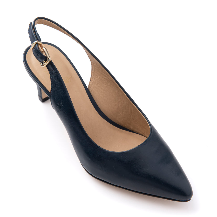 Jane Navy Classic Sling Back Heel