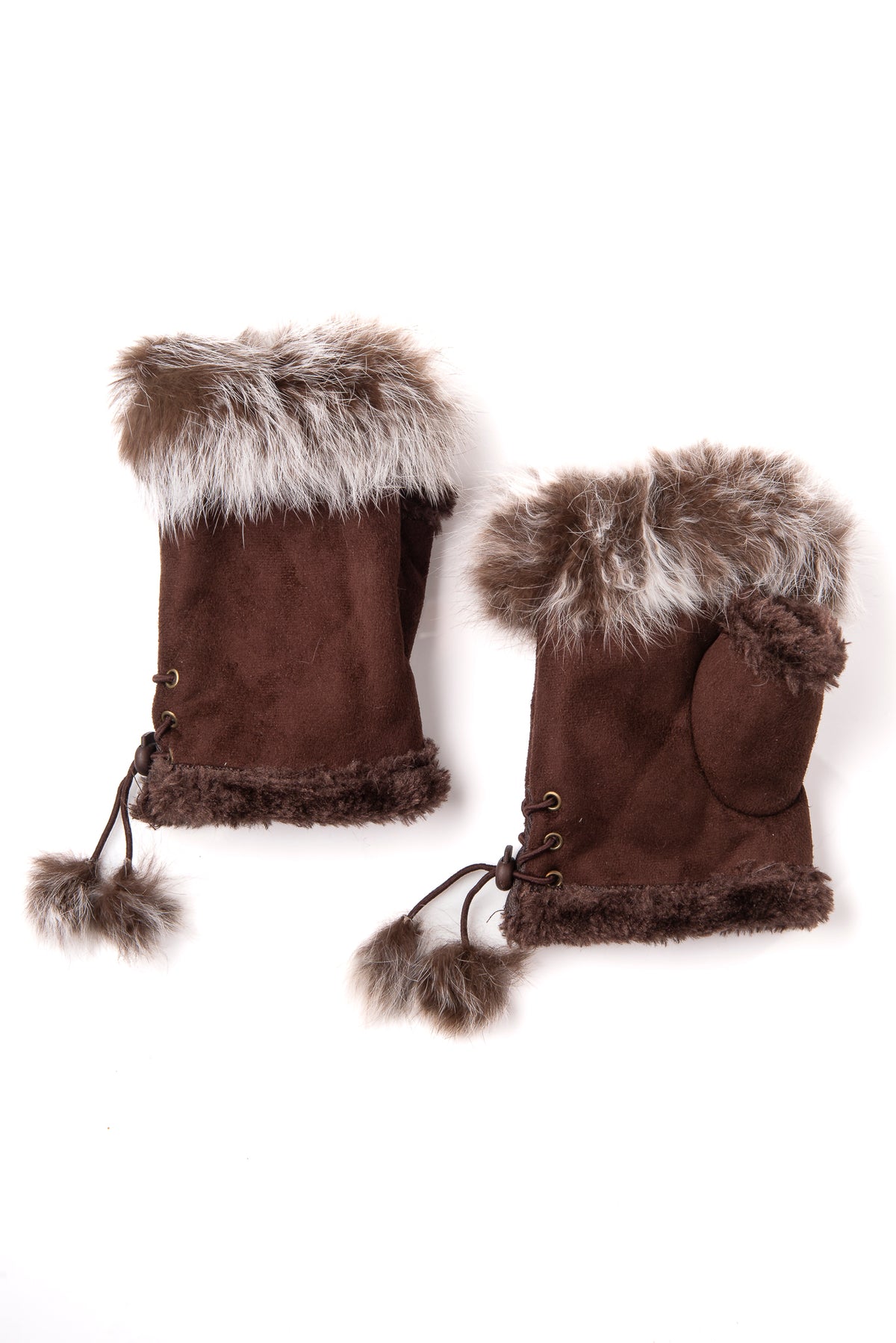 Cadenza Classic Chocolate Fingerless Suedette & Fur Mitt