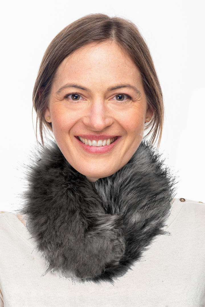 Agala Natural Grey Faux Fur Collar