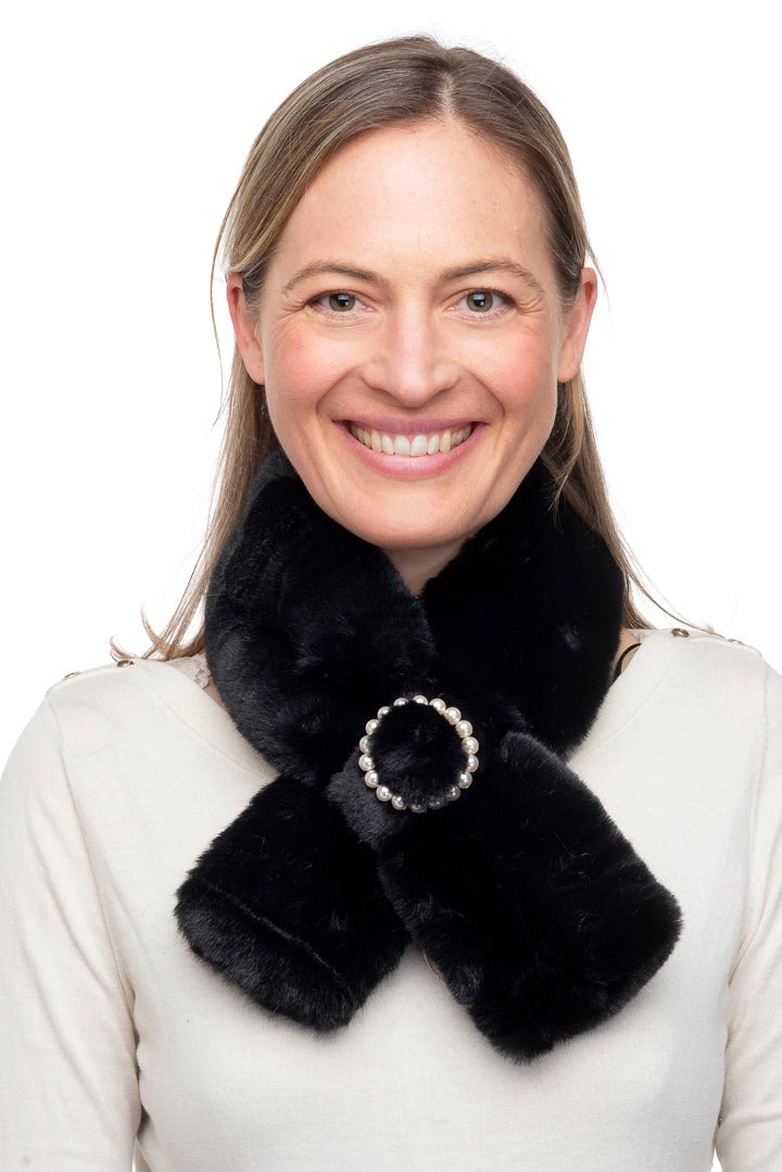 Costanza Black Faux Fur Tippet