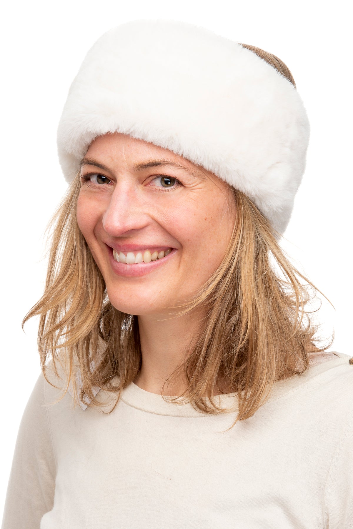 Sabina Beige Faux Fur Headband