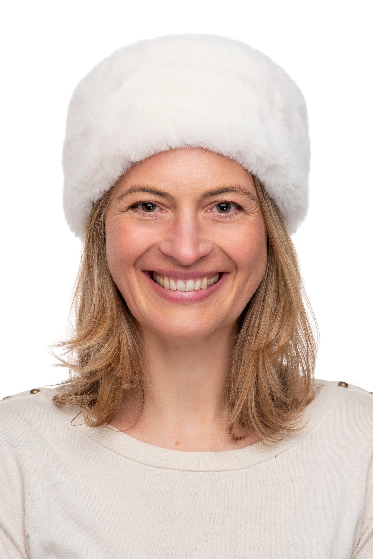 Sabina Beige Faux Fur Headband