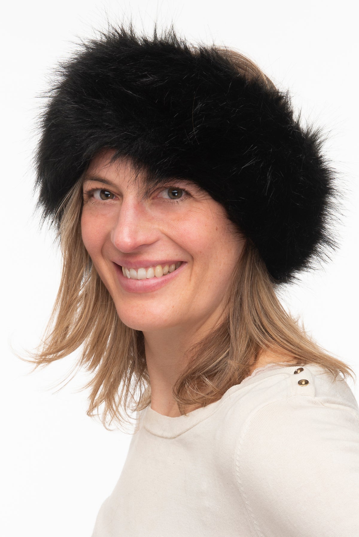 Sabina Black Faux Fur Headband