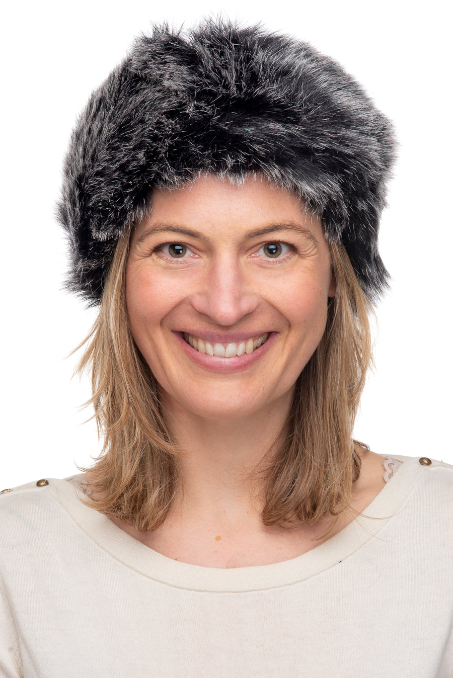 Sabina Natural Grey Faux Fur Headband