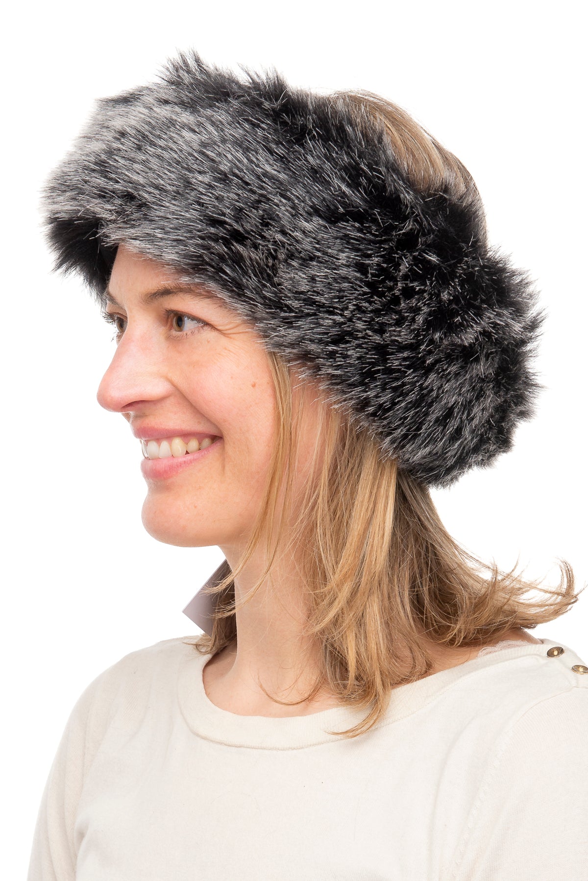 Sabina Natural Grey Faux Fur Headband