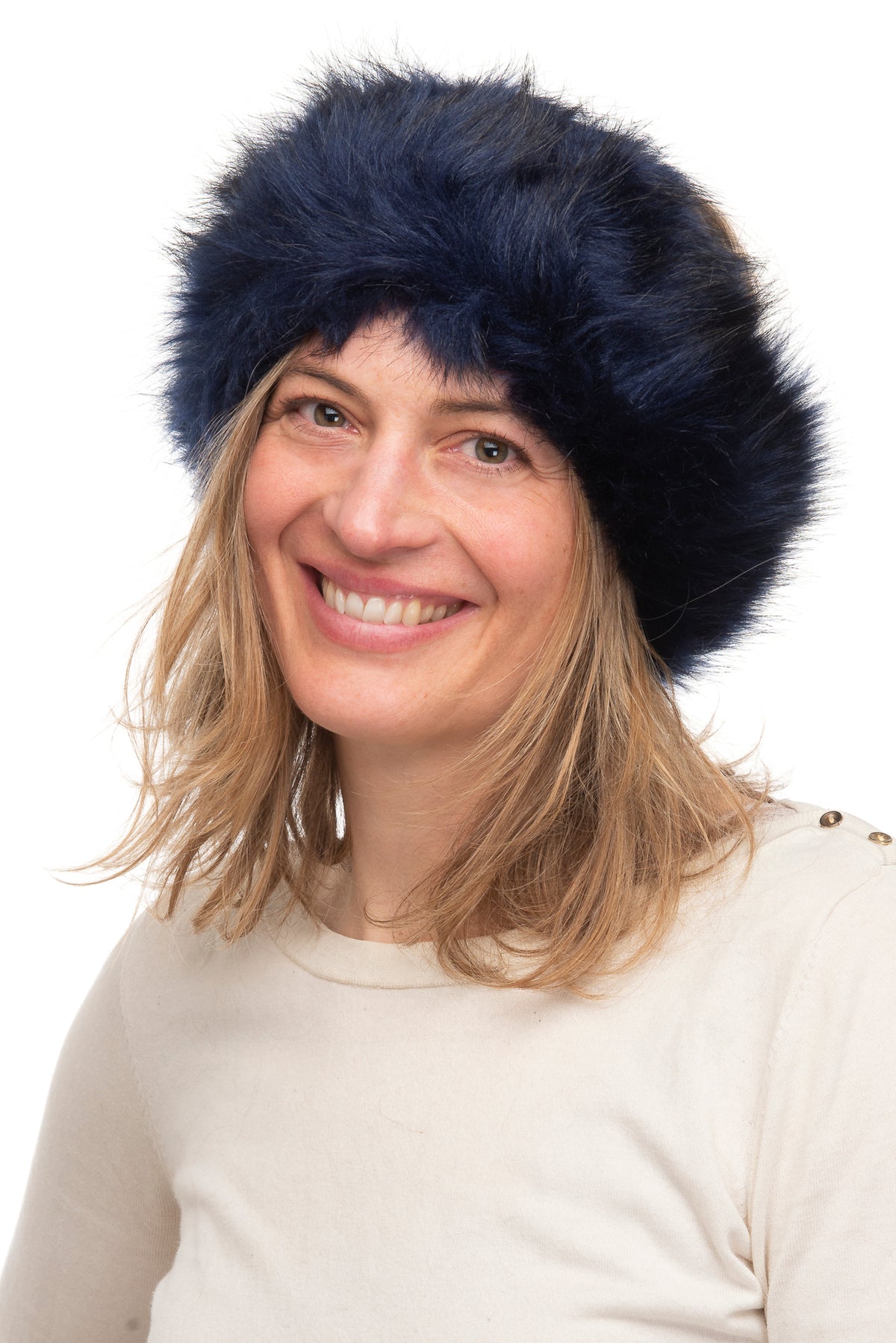Sabina Navy Faux Fur Headband