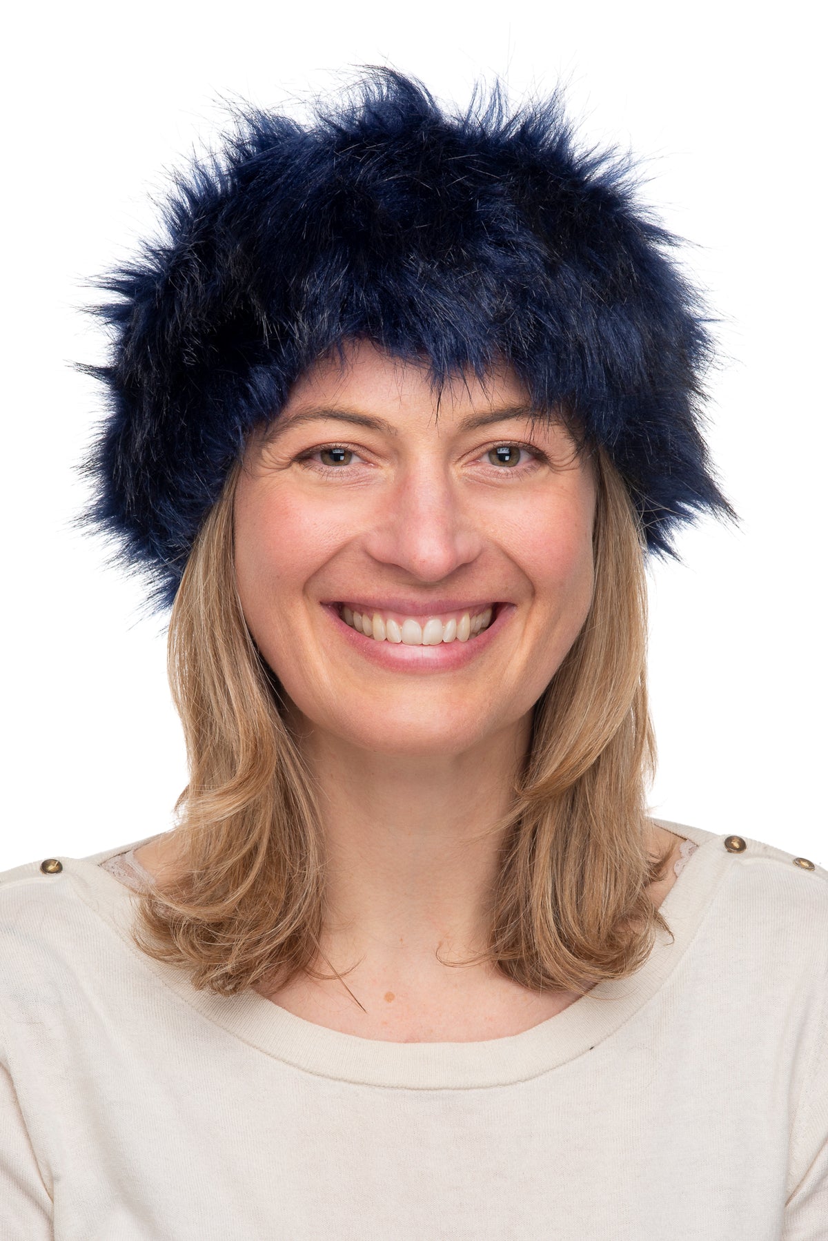 Sabina Navy Faux Fur Headband