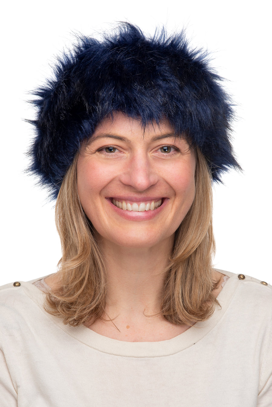Sabina Navy Faux Fur Headband