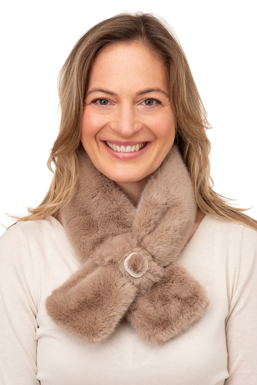 Monica Mocha Faux Fur Tippet With Diamante Detail