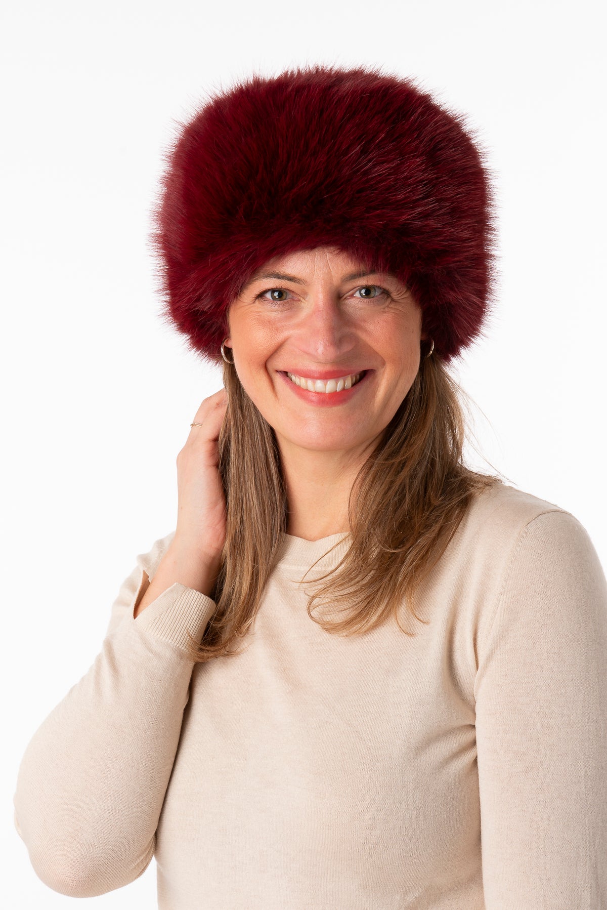 Karissa Classic Burgundy Long Hair Faux Fur Hat